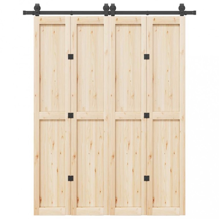 Set feronerie pentru ușă glisantă, negru, 183 cm, oțel
