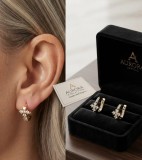 Cumpara ieftin Cercei din Argint 925 Placati cu Aur Crystal Cross 18mm , Rafinament clasic E i stralucire regalaAdauga o piesa plina de eleg