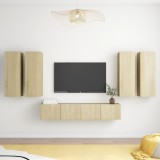 Cumpara ieftin Set de dulapuri TV, 6 piese, stejar sonoma, lemn prelucrat