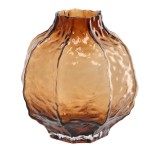Cumpara ieftin Vaza flori sticla maro 21,5 x 23 cm
