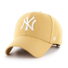 47brand șapcă MLB New York Yankees culoarea bej, cu imprimeu