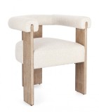 Cumpara ieftin Fotoliu lemn maro textil crem Agape 70x60x71 cm