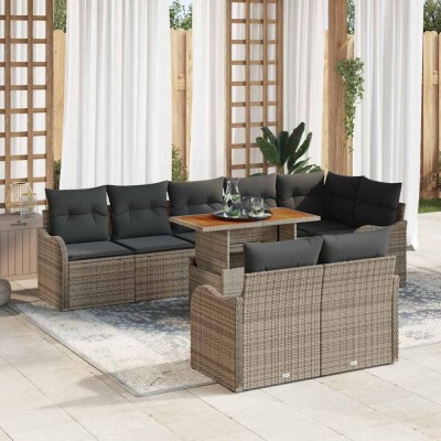 vidaXL Set de canapele pentru grădină 9 pcs Gri 100 x 55 x 73 cm foto