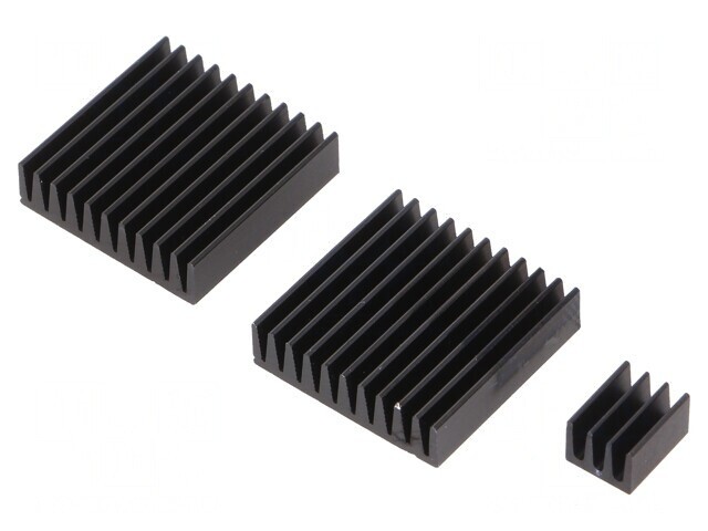 Radiator Aluminiu Negru cu Aripioare pentru Raspberry Pi