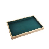 Cumpara ieftin Tavă Simplă pentru Expunere Bijuterii &ndash; Lemn cu Catifea Verde &ndash; 35,5 x 24 x 3