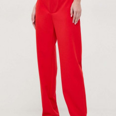 Moschino Jeans pantaloni femei, culoarea rosu, drept, high waist