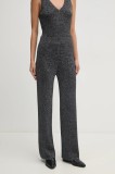 United Colors of Benetton pantaloni de trening culoarea argintiu, neted, 1194DF00T