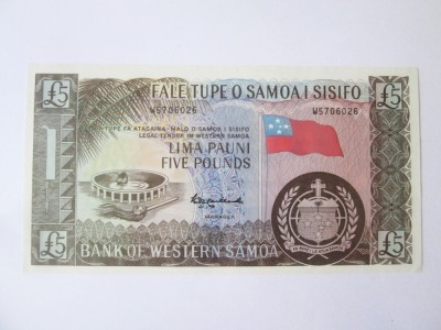 Samoa 5 Pounds 1963(2020) UNC,bancnota din imagini la cel mai mic pret foto