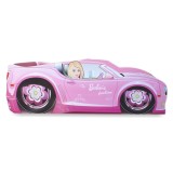 Pat pentru copii Barbie, Pal melaminat, margini rotunjite PVC, 2-8 ani, 150x74x49 cm, roz