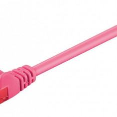 Cablu UTP Cat6 mufat 1m patch cord magenta Goobay