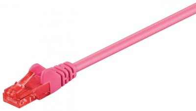 Cablu UTP Cat6 mufat 1m patch cord magenta Goobay foto