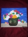 TABLOU PE PANZA CU SASIU NOU 30X40 CM VAS CU FLORI PRET DOAR 20 LEI