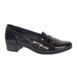 Pantofi dama comozi casual din piele naturala negru croco P18CRN
