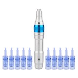 Creion cu Micro-Ace din Titan, Dermapen, Dr. Pen, Ultima A6, fara Fir, 10x Rezerve 12 pini, Adancime 0.25 - 2.50 mm, 5 viteze