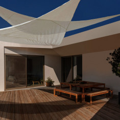 Parasolar triunghiular Sunshade, Bizzotto, 500 x 500 cm, poliester, natural