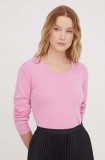 Cumpara ieftin United Colors of Benetton pulover de bumbac culoarea roz, light