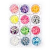Set 12 paiete decorative pentru unghii, romburi, multicolore