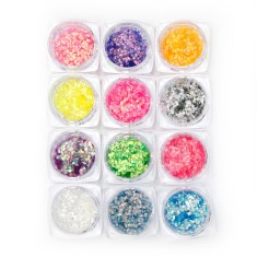Set 12 paiete decorative pentru unghii, romburi, multicolore foto