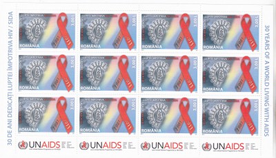 LUPTA IMPOTRIVA HIV / SIDA,MINICOALA,2011,Lp.1940b,MNH ** ROMANIA. foto