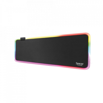 MousePAD RGB SPACER gaming, cauciuc si material textil, 900 x 300 x 3 mm, 1.8 m foto