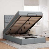 VidaXL Cadru de pat otoman cu saltea țesătură gri deschis 120x200cm 3314079