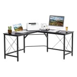 HOMCOM masa birou, forma de L, 150x150x76cm, neagra | Aosom Romania
