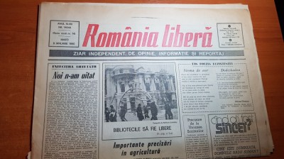 ziarul romania libera 9 ianuarie 1990-teroristii,primul proces ,prima sentinta foto