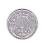 Moneda Franta 1 franc 1948, stare relativ buna, curata, Europa, Aluminiu