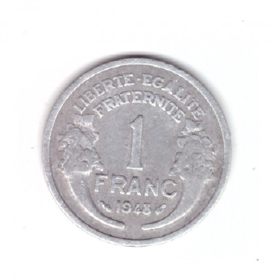 Moneda Franta 1 franc 1948, stare relativ buna, curata foto