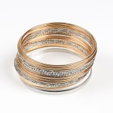 Set bratari metalice aurii si argintii cu design texturat