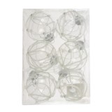 Globuri de Craciun, transparent, SD20B-6-010, 6 cm, plastic, rotunde, set 6 bucati