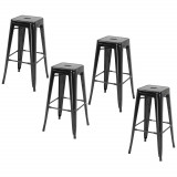 Cumpara ieftin HOMCOM Set 4 Scaune de Bar din Metal cu Suport pentru Picioare Design Versatil pentru Interior/Exterior Negru 43x43x76 cm | Aosom Romania