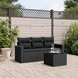 vidaXL Set mobilier de grădină cu perne, 4 piese, negru, poliratan 3251002