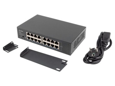 Switch Ethernet LANBERG RSGE-16, 16 porturi RJ45 Gigabit, IEC C14, 250m foto