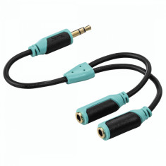 Spliter Audio Super SoftJ, 3.5mm -2 x soclu, negru/ verdede foto