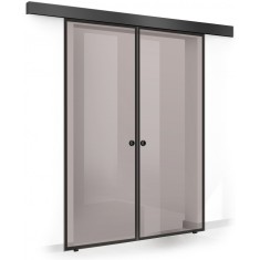 Usa culisanta Boss &reg; Duo Black model Confort negru, 60+60x215 cm, sticla bronz securizata, glisanta in ambele directii