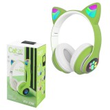 Casti Bluetooth Urechi Pisica, 7 Culori, MicroSD, AUX, Albastru/Roz/Verde/Mov/Negru, Universale, Pliabile, +3 ani