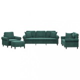 Cumpara ieftin Set canapea cu perne, 4 piese, verde inchis, catifea