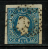 Portugal 1866 King Luis I 120 Rs imperf. Mi.24 used AM.583, Stampilat