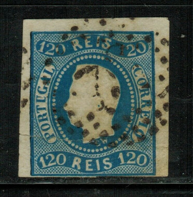 Portugal 1866 King Luis I 120 Rs imperf. Mi.24 used AM.583 foto