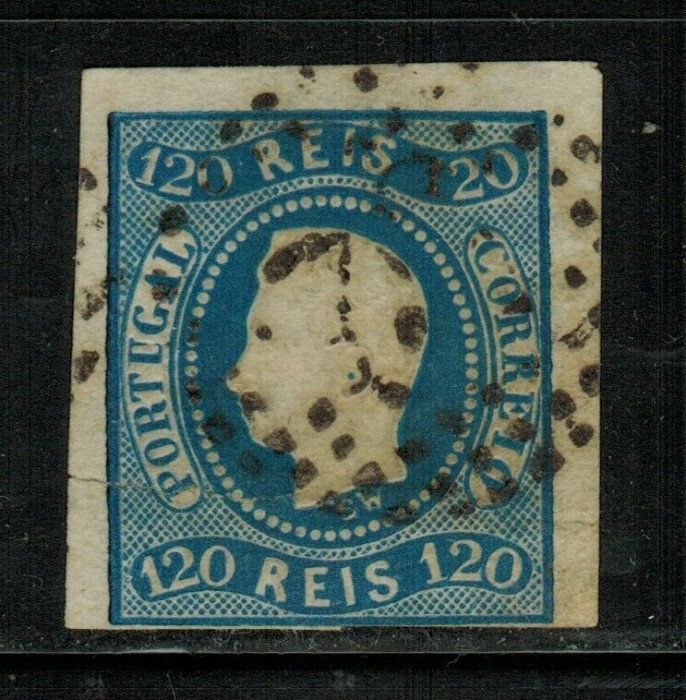 Portugal 1866 King Luis I 120 Rs imperf. Mi.24 used AM.583