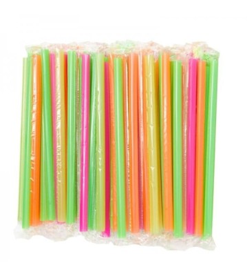 Paie groase colorate, ambalate individual, drepte, set 1000 buc, 240x7mm, reutilizabile foto