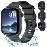 Ceas inteligent cu ecran tactil, Negru, IP65, Apeluri Bluetooth, Monitorizare sănătate, CMCLASS