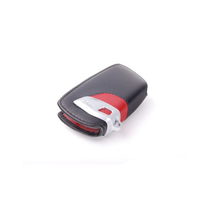 Husa Piele Cheie BMW Key Fob, Negru / Rosu foto