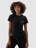 Tricou din bumbac organic cu imprimeu pentru femei - negru, 4F Sportswear