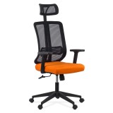 Scaun Ergonomic De Birou Din Plasa Neagra Cu Tetiera Si Brate Reglabile office 40200 Portocaliu