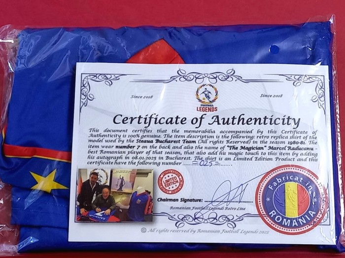 Tricou fotbal (de colectie-replica) semnatura originala MARCEL RADUCANU - STEAUA BUCURESTI