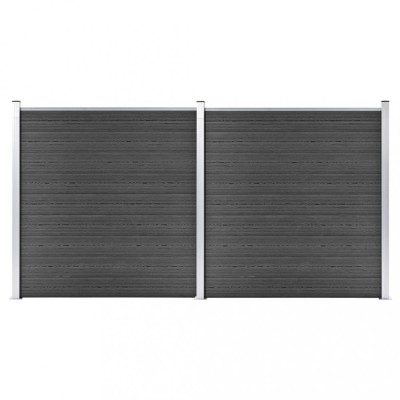 vidaXL Set de panouri de gard, negru, 353 x 186 cm, WPC foto