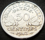 Moneda istorica 50 CENTIMES - FRANTA, anul 1943 * cod 4339 = excelenta, Europa, Aluminiu