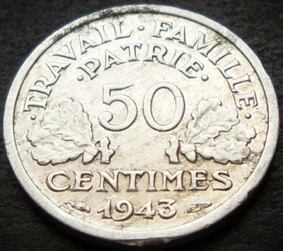 Moneda istorica 50 CENTIMES - FRANTA, anul 1943 * cod 4339 = excelenta foto
